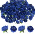 thumbnail image 1 of Cabezas de rosas artificiales Uxcell de 100 piezas, cabeza de rosa de seda pequeña de 1.2" para decoración [Azul oscuro], 1 of 1