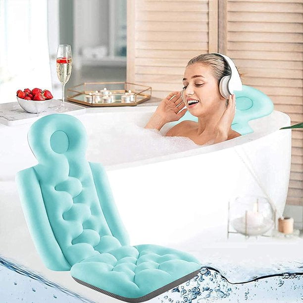 Luxury Bathtub Spa Bath Pillow Mattress Full Body Soft Quilted Mat Support Neck 