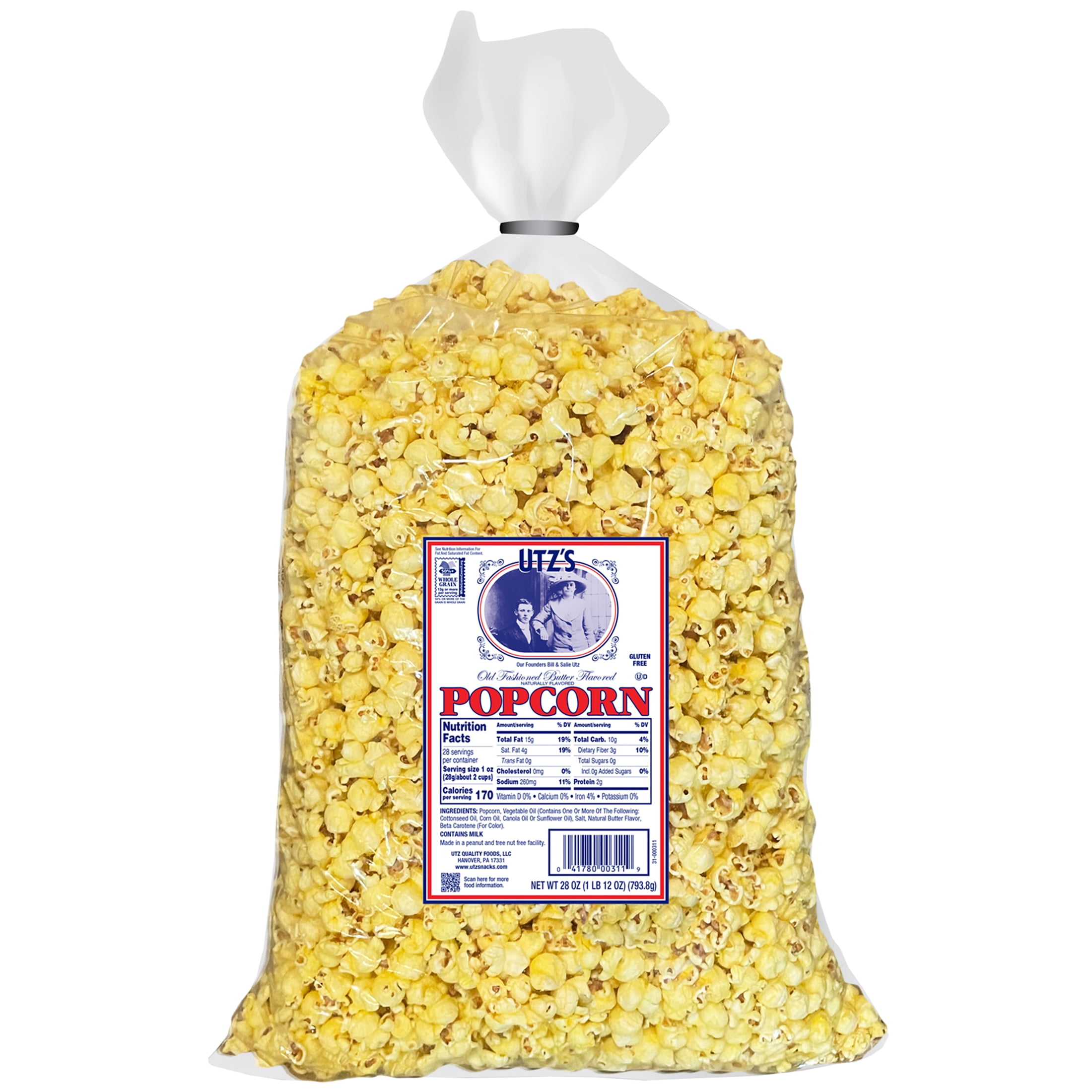 (2 pack) Utz Old Fashioned Butter Flavored Popcorn, 1 lb Bag