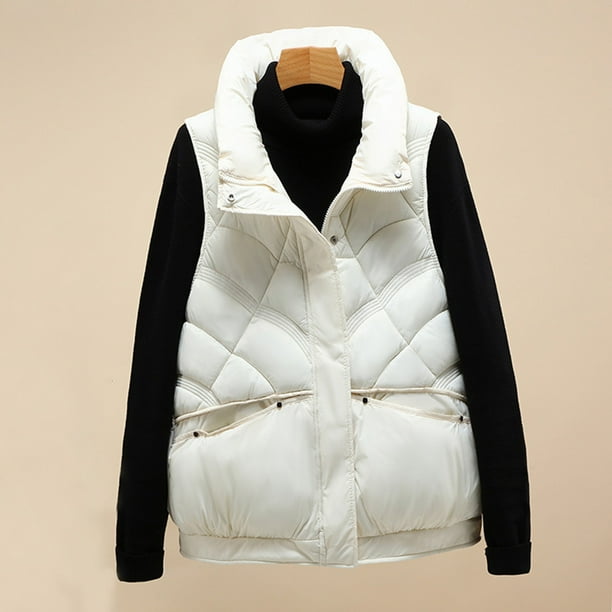 Abrigo informal sin mangas y sin capucha, 10 colores, para mujer, cálido, de invierno, acolchado