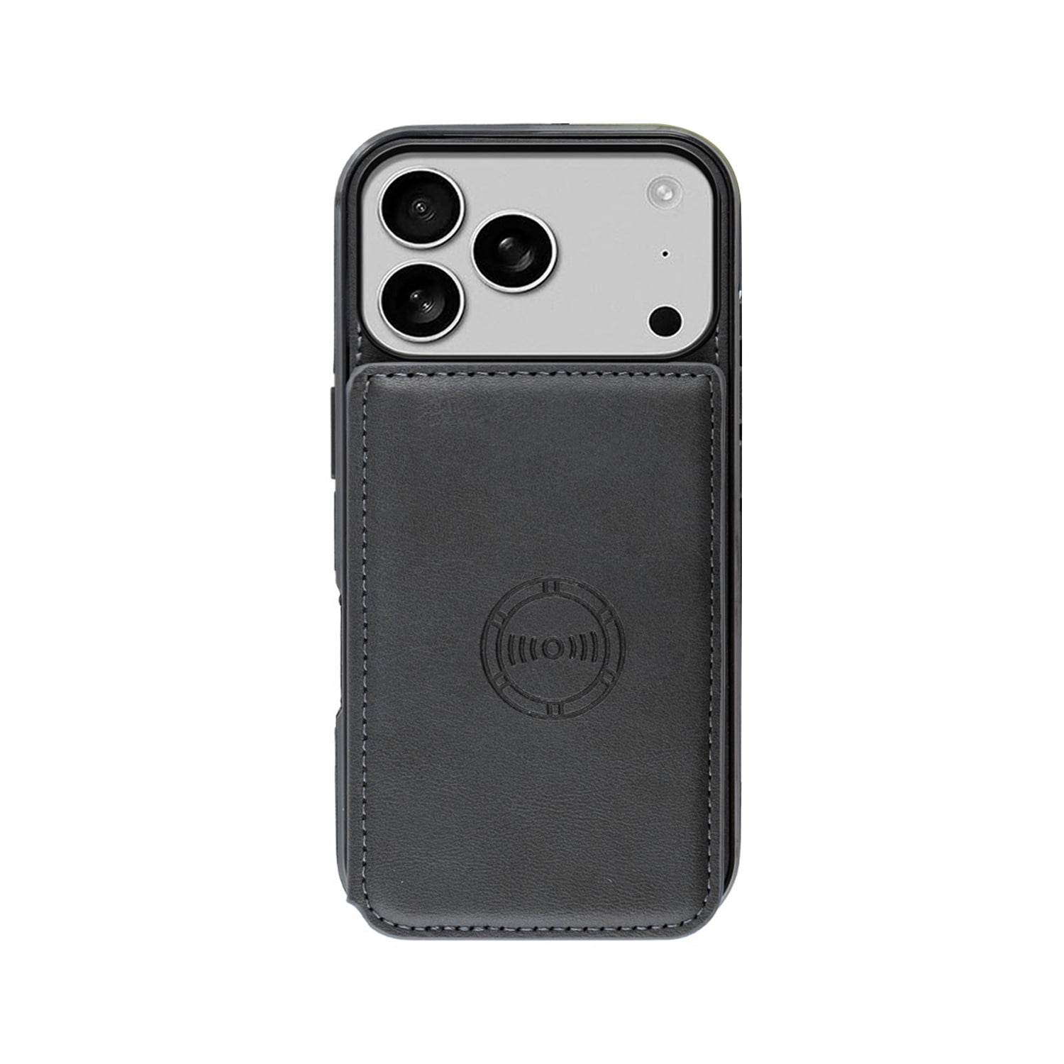 Leather Wallet Case with Card Pocket for iPhone 17 Pro Max - Black