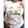 thumbnail image 1 of T-Shirt Décontracté à Col Rond pour Femmes avec Imprimé Cœur et Ligne de Vie, Tissu en Polyester, Manches Courtes, Longueur Régulière, Mode Printemps/été, 1 of 6