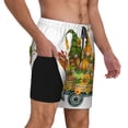 thumbnail image 3 of Picia Thanksgiving Truck pattern Mens Swim Trunks with Compression Liner Stretch Beach Shorts Quick Dry with Zipper Pockets No-Chafing Board Shorts-, 3 of 9