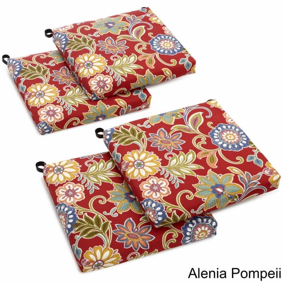 Blazing Needles 93454-4CH-REO-40 20 x 19 in. Patterned Outdoor Spun Polyester Chair Cushions, Alenia Pompeii - Set of 4