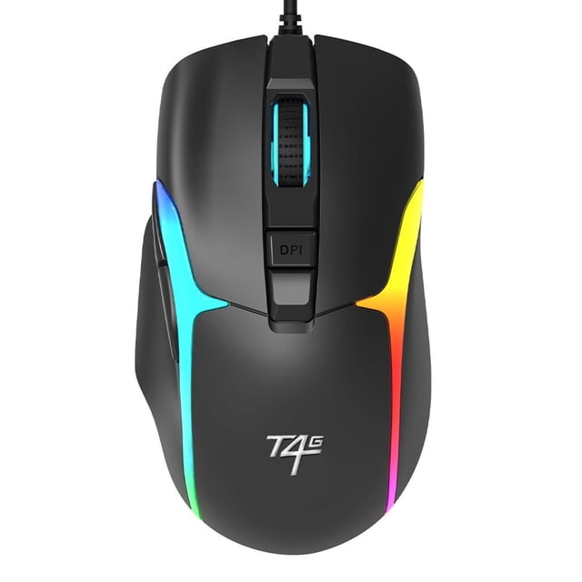 Mouse gamer Westminster Sabre RGB alámbrico, conexión USB, 7 botones, 12000 dpi, negro