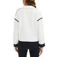 thumbnail image 3 of Onfers Womens  Cropped Sweatshirt Half Zip Fleece Pullover Oversized Jacket with Pockets S White, 3 of 5