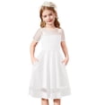 thumbnail image 6 of Arshiner Tween Girls Dress Formal Contrast Mesh Short Sleeve A Line Party Dresses with Pockets, 6 of 10