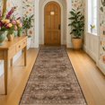 thumbnail image 1 of Brown Neutral Boho Washable 3x12 Extra Long Hallway Runner Rug, Waterproof Large Kitchen Floor Rug Indoor, Non-Slip Stain & Fade Resistant, Vintage Dark Earthy Taupe Decor, 1 of 7