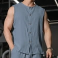 thumbnail image 5 of Tank Top for Men, Mens Casual Fashion Solid Round Neck Sleeveless Tops Button Up Cardigan Tank Tops, 5 of 5