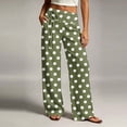 thumbnail image 2 of hoksml Women's Polka Dot Wide Leg Pants Fold Over Drawstring High Waist Casual Everyday Trousers, 2 of 6