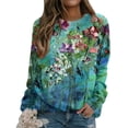 thumbnail image 4 of Camiseta de manga larga con cuello redondo y estampado de flores informal a la moda para mujer Fridja  bvmnju2131, 4 of 6
