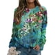 thumbnail image 4 of Puntoco Mujeres Moda Casual Flor Estampado Cuello Redondo Manga Larga Camiseta top Blusa Pullover Puntoco Puntoco-1630, 4 of 6