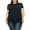 Navy, variant on Women's Plus Size Short Sleeve Top with Puff Sleeves Lace Accent Round Neck
