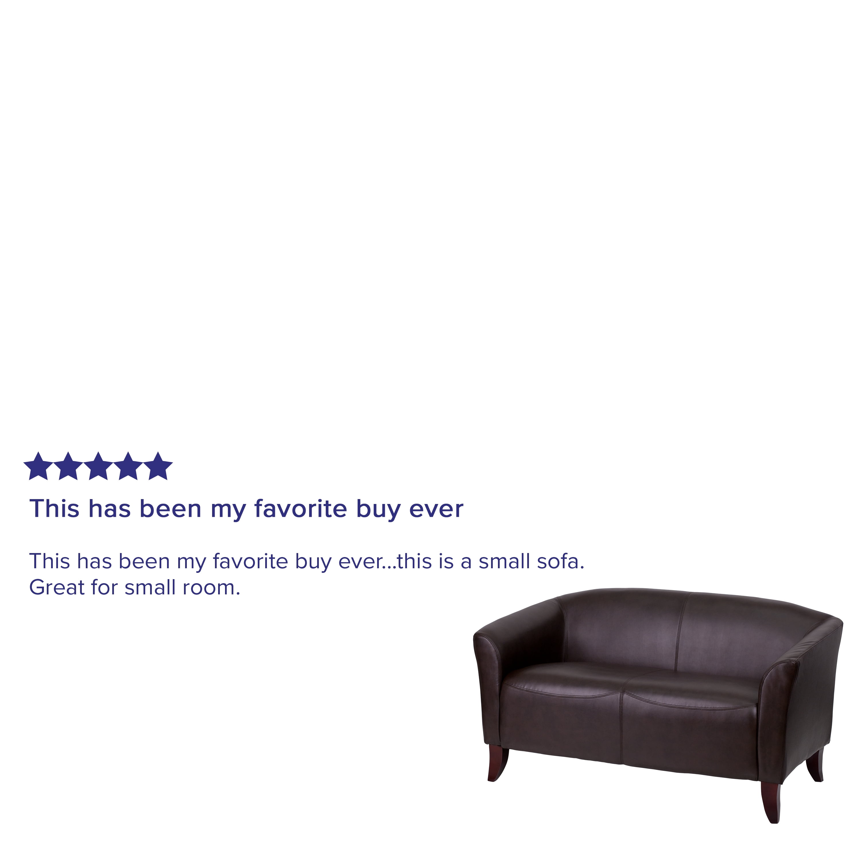 Emma + Oliver Brown LeatherSoft Loveseat with Cherry Wood Feet