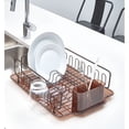 thumbnail image 3 of iDesign, Stainless Steel Metal Sink Dish Drainer Rack with Plastic Tray Kitchen Drying Rack, Amber/Bronze, 3 of 5