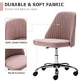 thumbnail image 6 of edx Makeup Chair Armless Office Chair With Wheels, Comfortable Home Office Desk Chair, Adjustable Swivel Upholstered Fabric Makeup Task Computer Chair, Pink, 6 of 7
