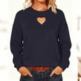 thumbnail image 2 of Miluxas Women's Heart Cut Out Oversized Sweatshirts Long Sleeve Pullover Tops Navy M(M), 2 of 8