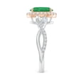 thumbnail image 3 of Angara Natural 1.5 Ct. Emerald with Diamond Halo Ring in 14K White & Rose Gold for Women (Ring Size: 3), 3 of 10
