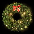 thumbnail image 3 of Northlight 17-Inch Pre-Lit Green Tinsel Artificial Christmas Wreath with Bow - Clear LED Lights, 3 of 7