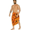 thumbnail image 3 of LA LEELA Men's Pareo Halloween Costumes Scary Theme Party Swim Trunks Swimwear Cover Up Beach Wrap Summer Sarong for Men One Size Scary Skull, Spooky Orange, 3 of 5