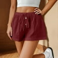 thumbnail image 2 of Limited Time Sale! lcziwo Solid Shorts for Women Drawstring High Waisted Wide Leg Shorts Comfy Lightweight Casual Summer Beach Shorts with Pockets Wine L, 2 of 9
