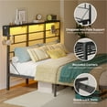thumbnail image 5 of Bestier LED King Size Bed Frame with Headboard & Charging Station, Metal Platform Bed with 15.7'' Large Under Bed Storage, Black, 5 of 12
