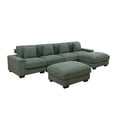 thumbnail image 3 of MAYEERTY Modular Sectional Sofa, Flocking Fabric Couch with Double Ottomans & Anti-Insect Frame, Green Living Room Furniture, 3 of 8