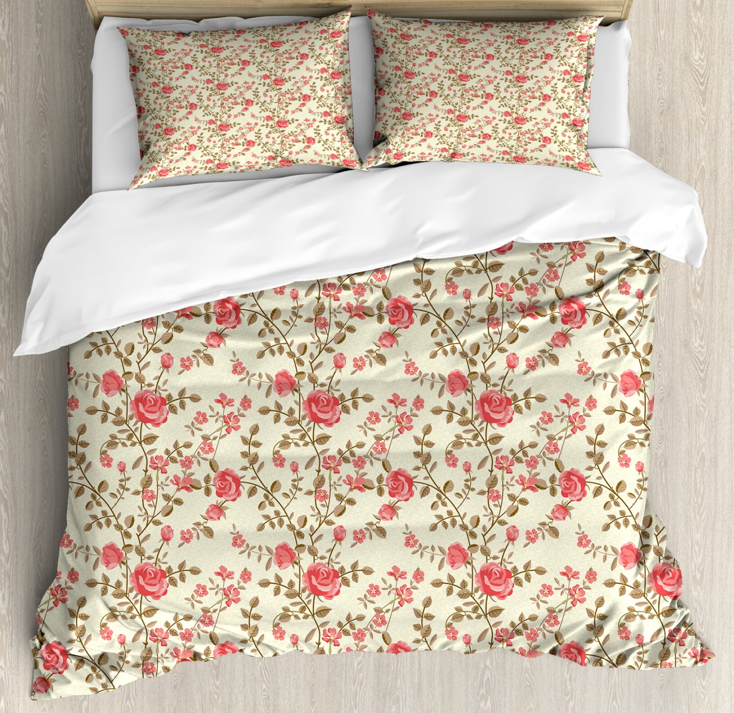 Goldstar Wisteria Butterfly Birds Floral Duvet Quilt Cover Floral Bedding Set Pillow Case Natural Double