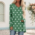 thumbnail image 2 of Hauts à Manches Longues pour Femmes à Pois 2026 Mode Col en V Confortable Coupe Décontractée T-Shirt, 2 of 2