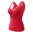 thumbnail image 4 of Fiaer Women's Tanks 2-in-1 Built-In Bra Thermal Warm Lace Solid Color Vest Stretch Comfort Oversized Cami Red XL, 4 of 4