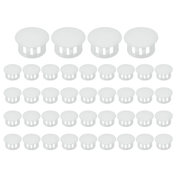 Uxcell 16mm/5/8" Plastic Hole Plugs, Flush Type Round Plug Snap in Locking Screw Hole Covers White 40 Pcs