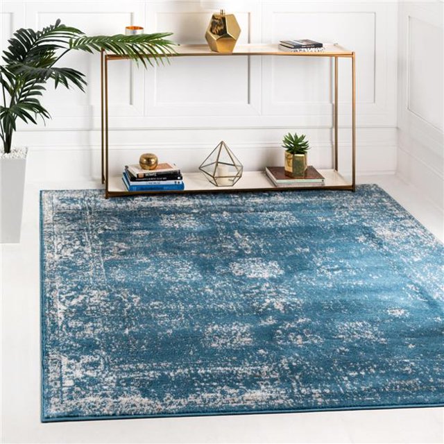 Unique Loom 3141398 8 x 8 ft. Casino Sofia Square Rug, Blue