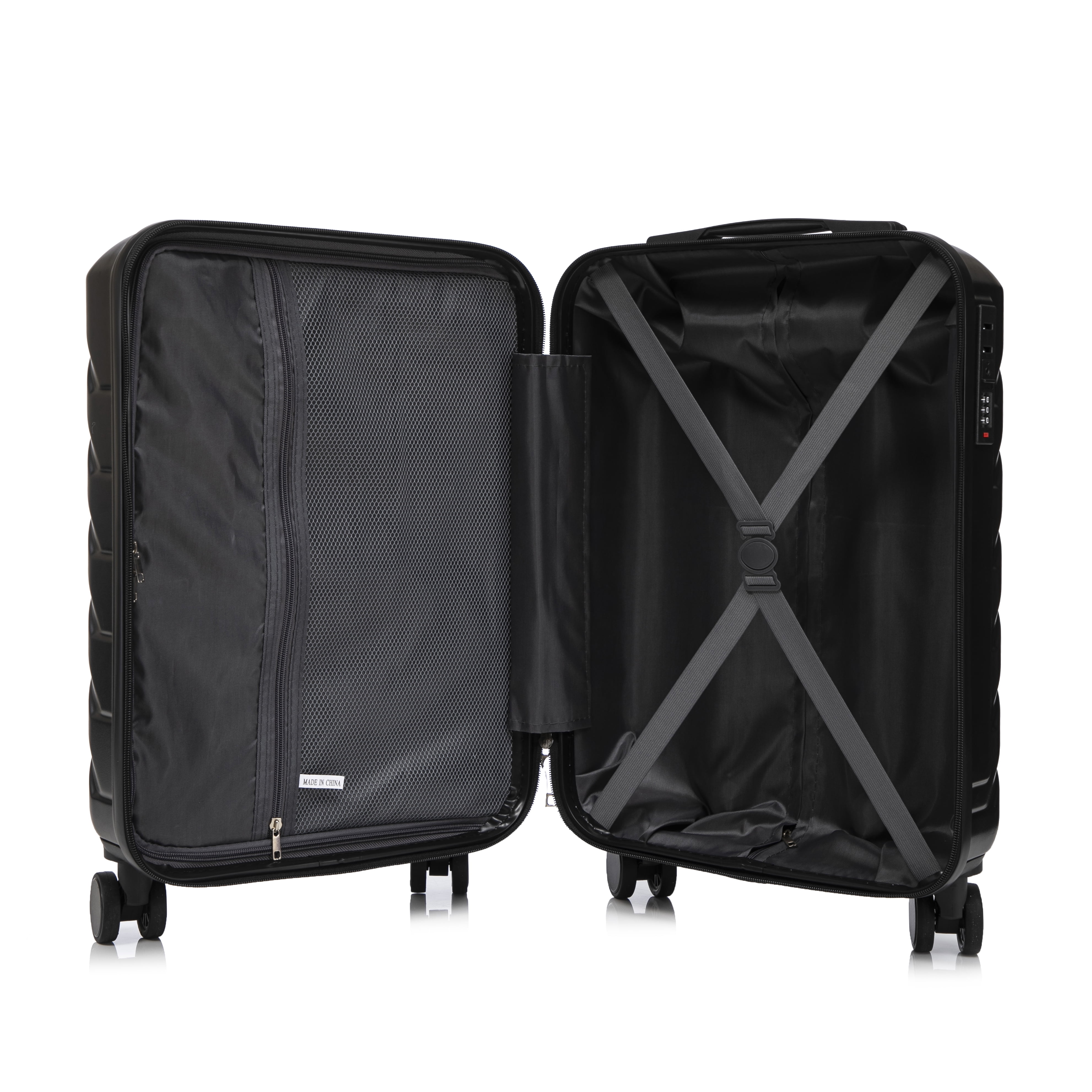 Leumius Hardside Carry on Luggage with Spinner Wheels, Hard Shell ABS Suitcase, 20-Inch Lightweight Expandable Rolling Luggage, Black