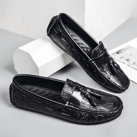 Men's Casual Loafers Slip On Leather Shoes Comfortable Lightweight Driving Shoes Male Moccasins Classic Penny Loafer Flats Boat Shoes Outdoor Walking Shoes
