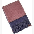 thumbnail image 3 of Fennco Styles Purple Gradient Ombré Throw Blanket with Tassel – Soft Woven Decorative Blanket for Couch, Sofa, or Bed – Cozy Lightweight Knitted Throw for All Seasons, 50" x 60", 3 of 4