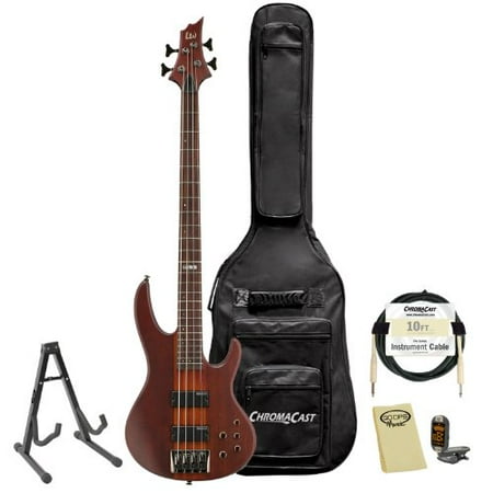 Bass Natural Satin - ESP LTD D-4-NS Natural Satin 4-String Electric Bass w/ Accessories & Gig Bag
