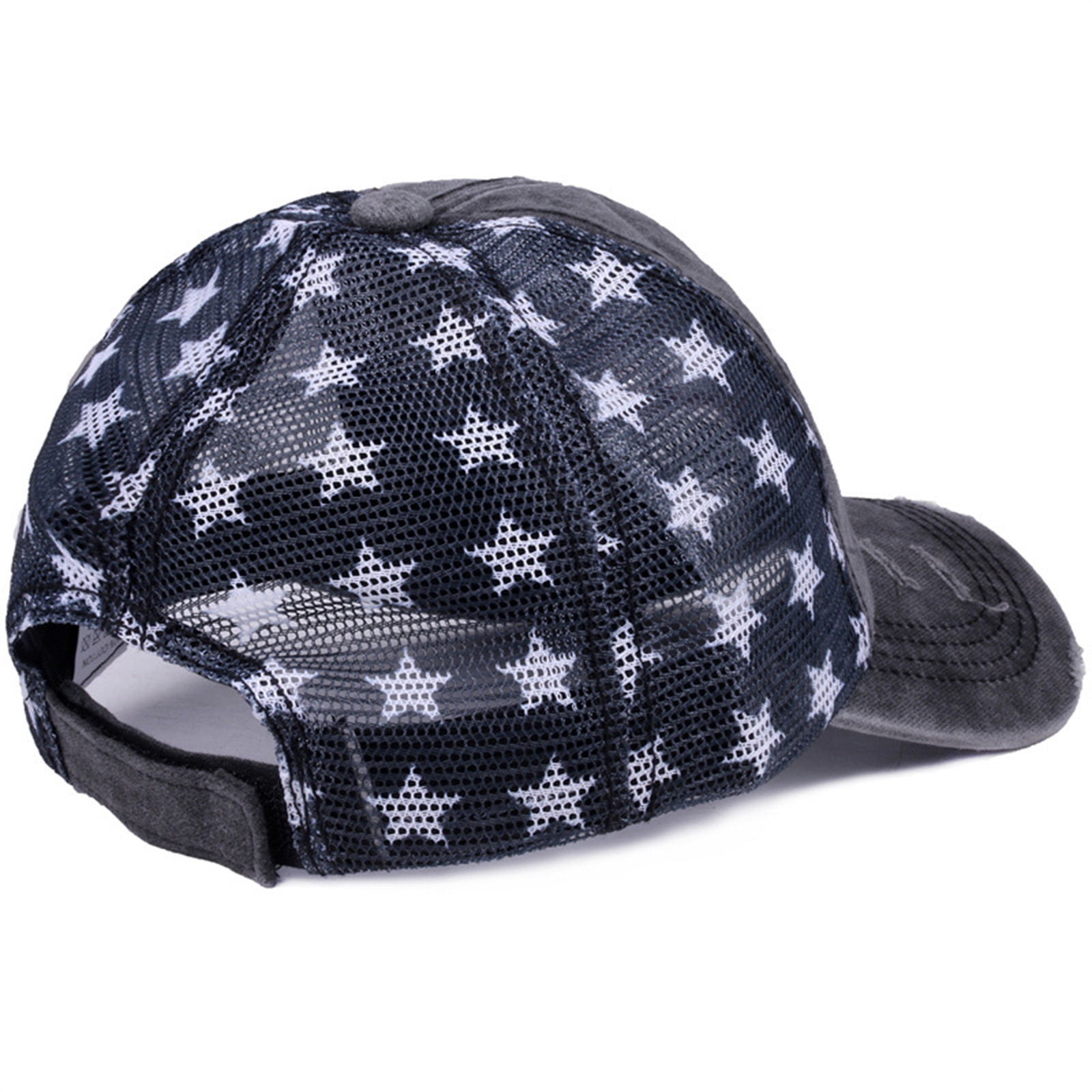 Outdoor American Flag, Fourth of July decorations, Black Mesh Fabric, Black Iron on Patch, Distressed Adjustable, Sun Protection, Men Women, Charcoal, 1 Pc