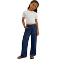 thumbnail image 6 of ITSAME Girls Pants, Cotton Linen High Waist Drawstring Kids Fashion Casual Wide Leg Pants Navy 13-14T, 6 of 6