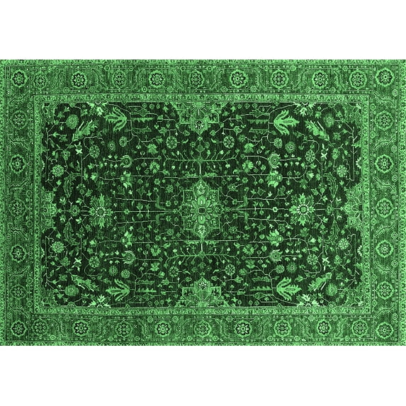 Ahgly Company Indoor Rectangle Oriental Emerald Green Traditional Area Rugs, 7' x 10'