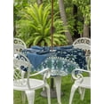 thumbnail image 3 of Outdoor Tablecloths with Umbrella Hole & Zipper, Dark Blue Flowers Round Tablecloth 54 Inch, Vintage Rustic Abstract Floral Aesthetic Waterproof Table Cloth, Patio/Pool/Picnic Table Covers, 3 of 8