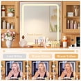 thumbnail image 3 of FANRAL Large Fluted Vanity with LED Lighted Mirror,Built-in Cabinet Lighting & Multi-Drawer Storage,Modern Dressing Table for Bedroom Beauty Space,Natural Oak Vanity, 3 of 8