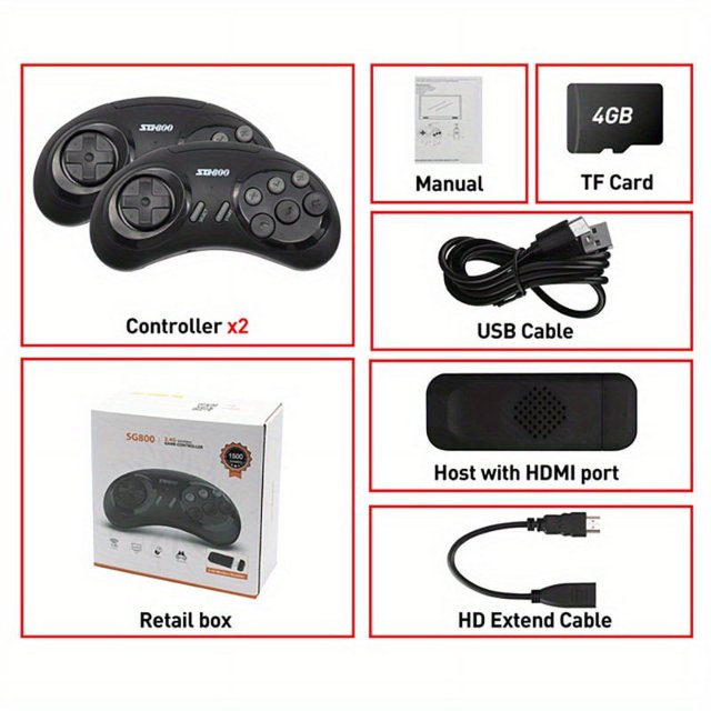 Video Game Console For SEGA Genesis FC Game Stick Wireless Controller HDMI-Compatible Game Player