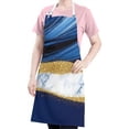 thumbnail image 5 of Blue and Gold Marble Glitter Waves Pattern Apron-Garden Aprons for Women with Pockets-Cotton Linen Waterproof Kitchen Cooking Gardening Aprons Adjustable for Kitchen,Cooking,BBQ and Salon 33x27 Inch, 5 of 7