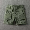 thumbnail image 2 of HCNTES Men's Cargo Cotton Elastic Waist Drawstring Linen Shorts Summer Beach Lightweight ShortsZ01-AG,L), 2 of 7