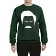 thumbnail image 2 of Wild Bobby, White Parks and Rec Fans Ron Swanson Mustache Face Silhouette, Pop Culture, Unisex Crewneck Graphic Sweatshirt, Forest Green, Large, 2 of 4
