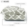 thumbnail image 2 of Lux Decor Twin-XL Bed Sheet Set 3 Piece, Soft Microfiber, Deep Pockets - Quatrefoil Pattern, 1 Fitted & 1 Flat Sheet, 1 Pillowcase, Taupe, 2 of 8
