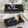thumbnail image 7 of furlinkhm Convertible Futon Sofa Bed,70" Futon Sofa Bed,Adjustable Futon Couch,Faux Leather Futon Sofa Couch,Comfy Futon Couch Bed with 2 Square Pillows,for Living Room, Apartment,Office (Black), 7 of 7