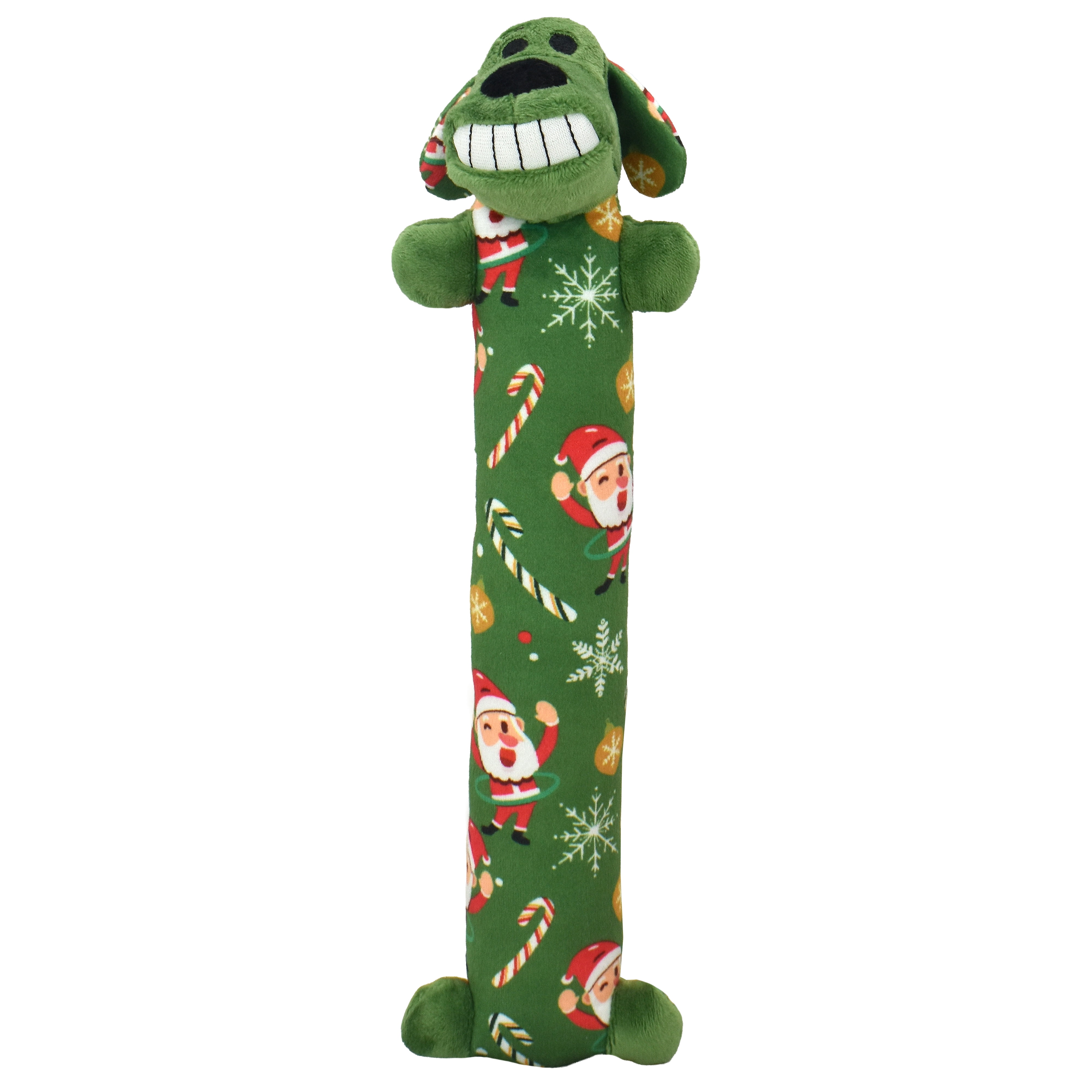 Multipet Plush Holiday Loofa Dog Toys with Holiday Theme Patterns, Stuffing & Squeaker, 3 Pack