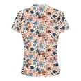 thumbnail image 4 of Tunique Imprimée pour Femmes, Haut Décontracté à Manches Courtes, Col Rond, devant Plissé, Ourlet Arrondi, Mélange Léger Polyester-Spandex, Respirant pour le Quotidien, 4 of 6
