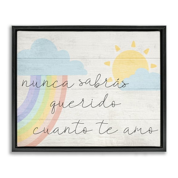 Stupell Industries Querido Cuanto te Amo Inspirational Quotes & Sayings Painting Black Floater Framed Art Print Wall Art, 21 x 17